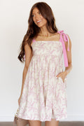 Layla Mini Dress - Cream/Orchid - FINAL SALE